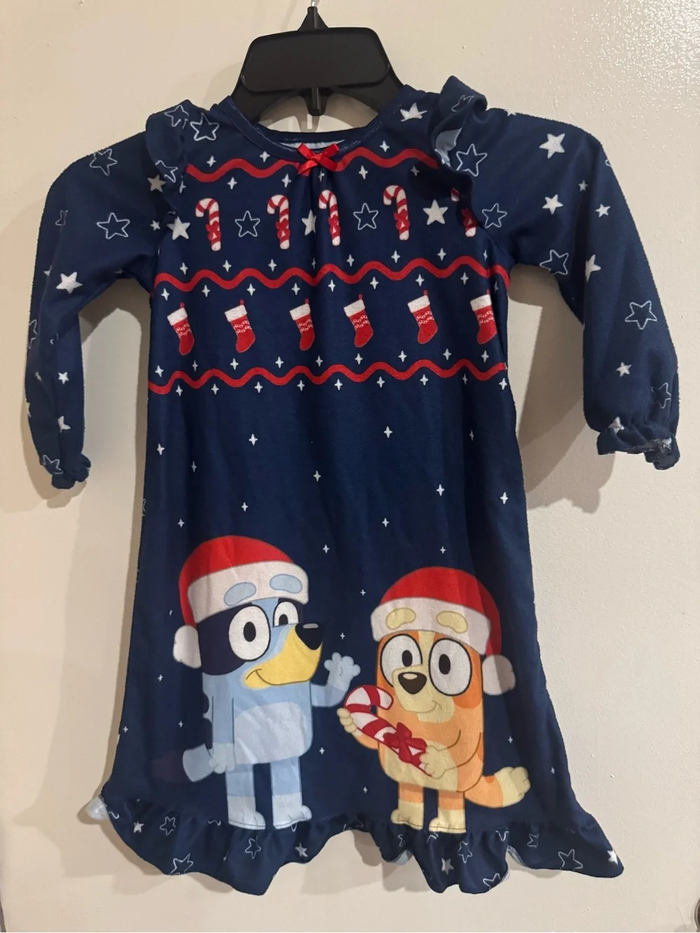 Navy Holiday Character Girls' Nightgown with Ruffle Trim